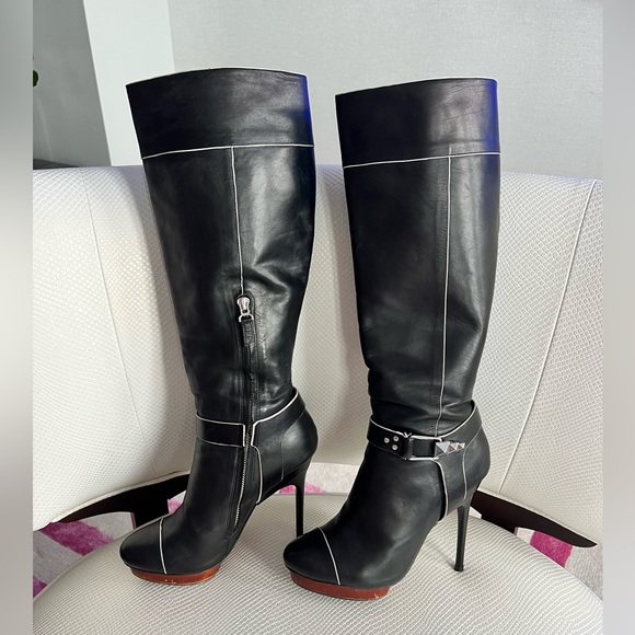 Badgley Mischka sexy black calf leather boots - Picture 7 of 15